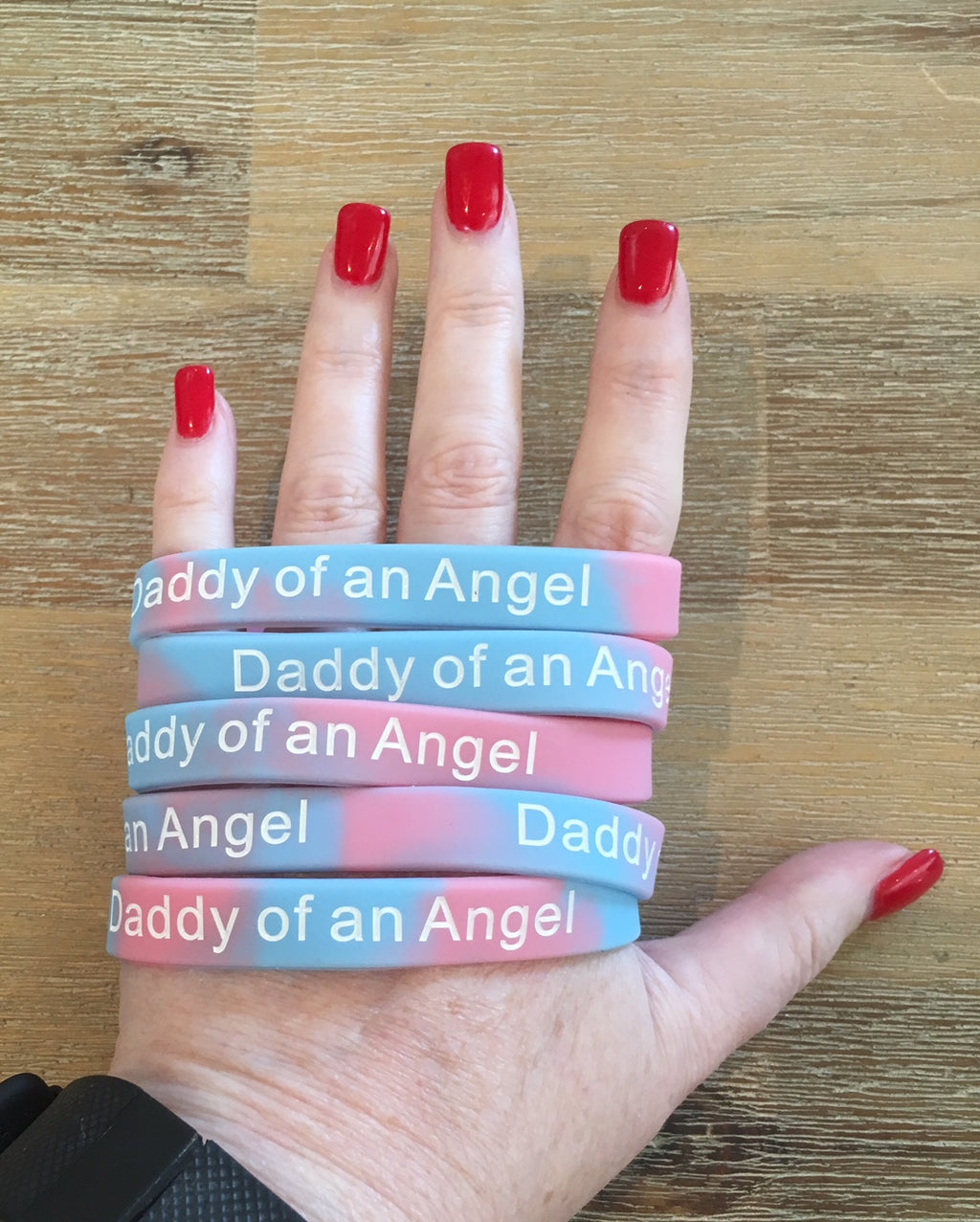 "Daddy of an Angel" Pink & Blue Wristbands
