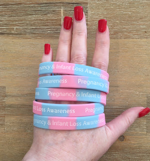 "Pregnancy & Infant Loss Awareness" Light Pink & Blue Wristbands