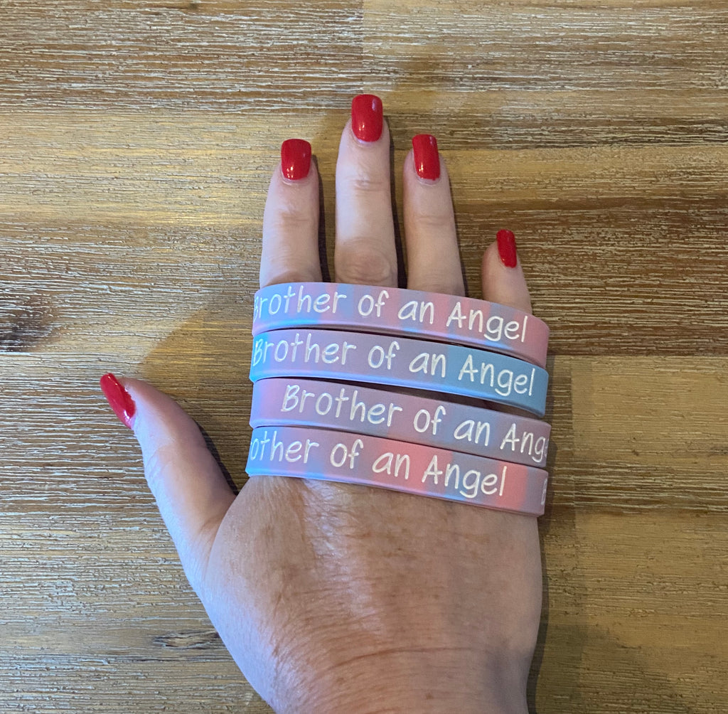 "Brother of an Angel" Pink & Blue Wristbands - Child Size (GLOW IN THE DARK)
