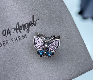 Pink & Blue S925 (Sterling Silver) Butterfly Charm