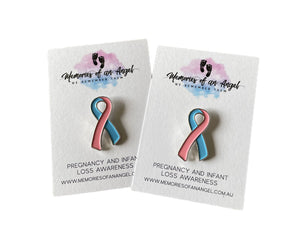 Pregnancy & Infant Loss Awareness Long Flat Pink & Blue Ribbon Pins